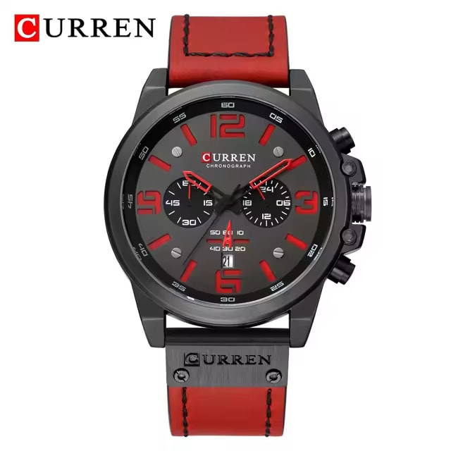 Reloj Curren 8314 Correa de Cuero Rojo
