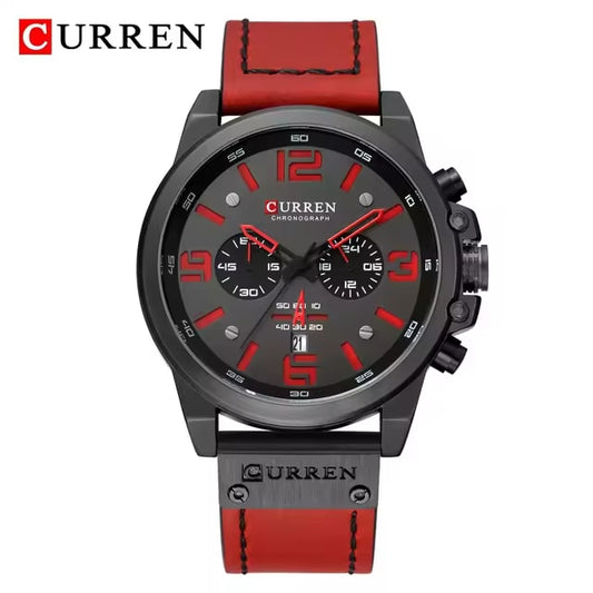 Reloj Curren 8314 Correa de Cuero Rojo